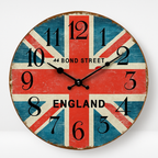 Retro Union Jack flag wall clock in distressed style, ideal statement piece for modern UK home décor