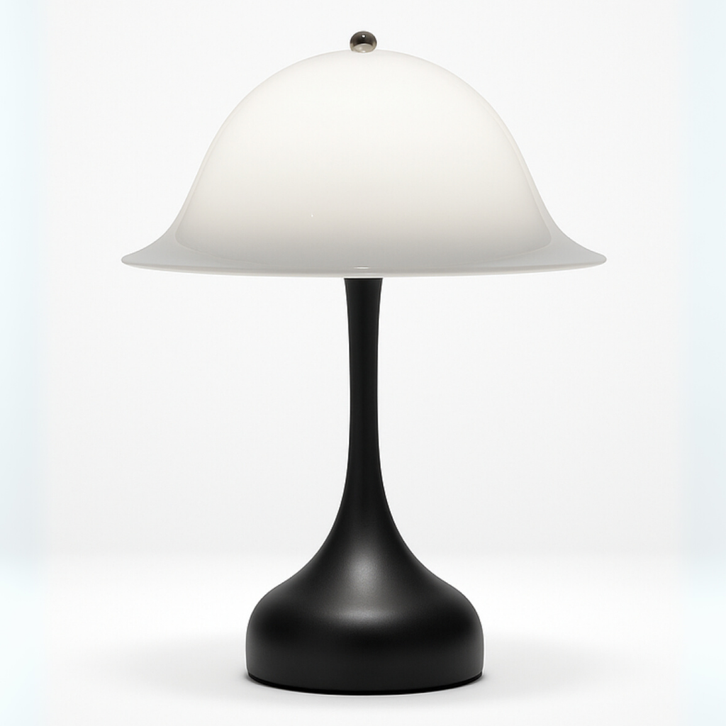 Mid-century mushroom dome lamp with soft glow, stylish bedside or living room lighting