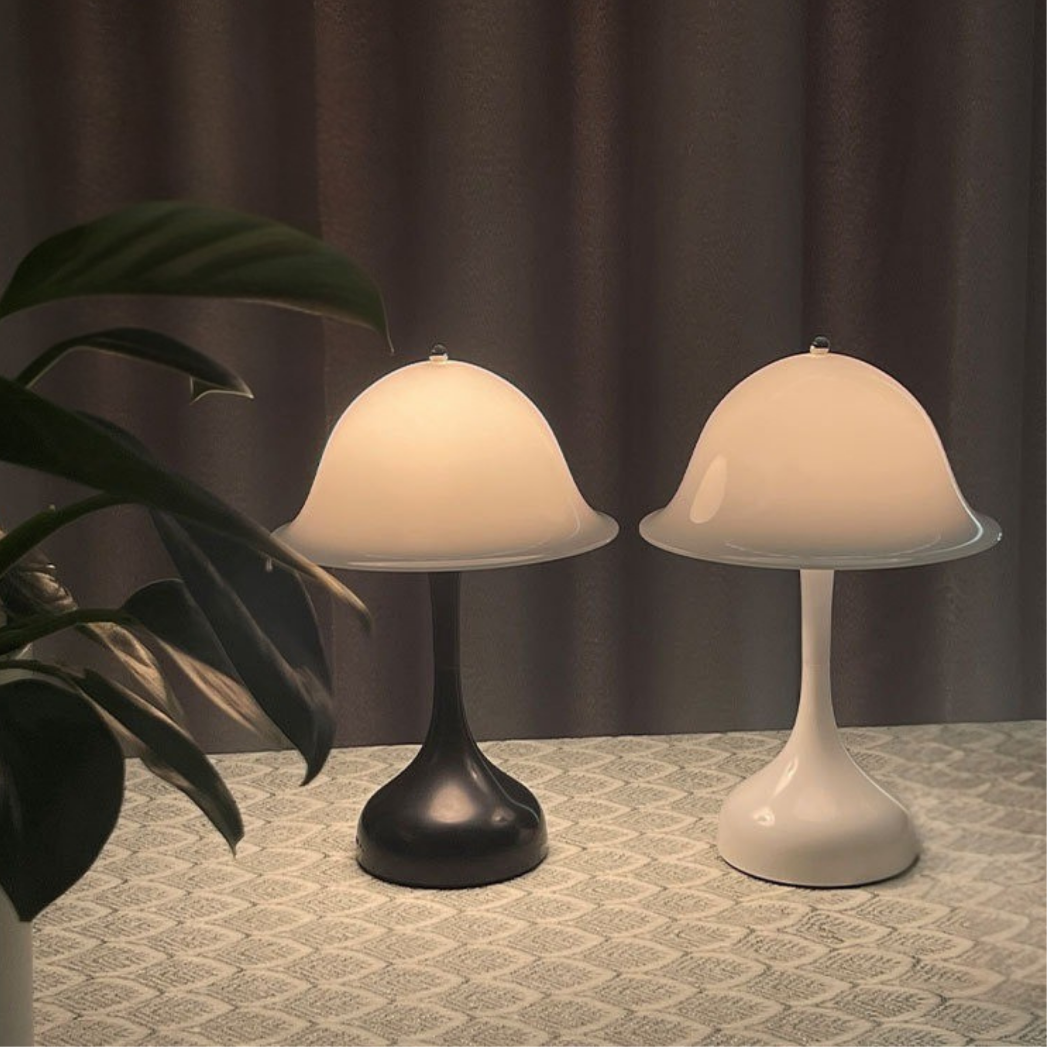 Decorative dome-shaped lamp, retro mushroom style with warm illumination for cosy spaces