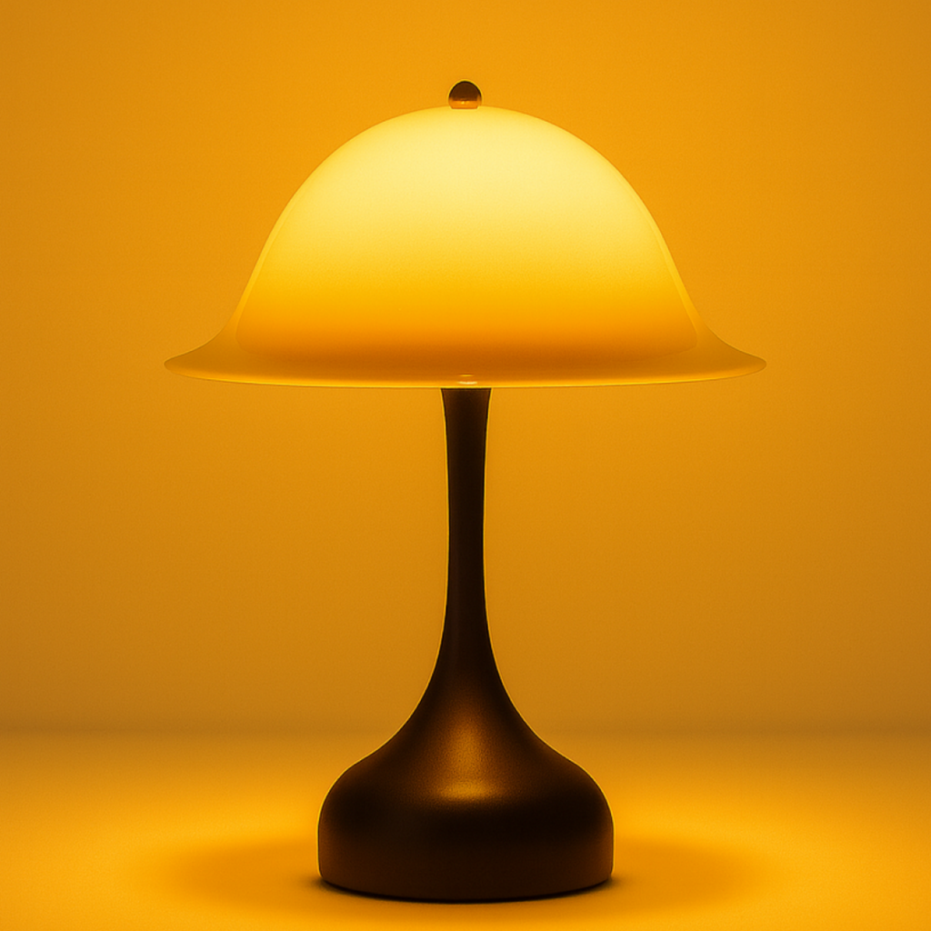 Vintage-inspired mushroom table lamp in black or white, ambient lighting for modern homes