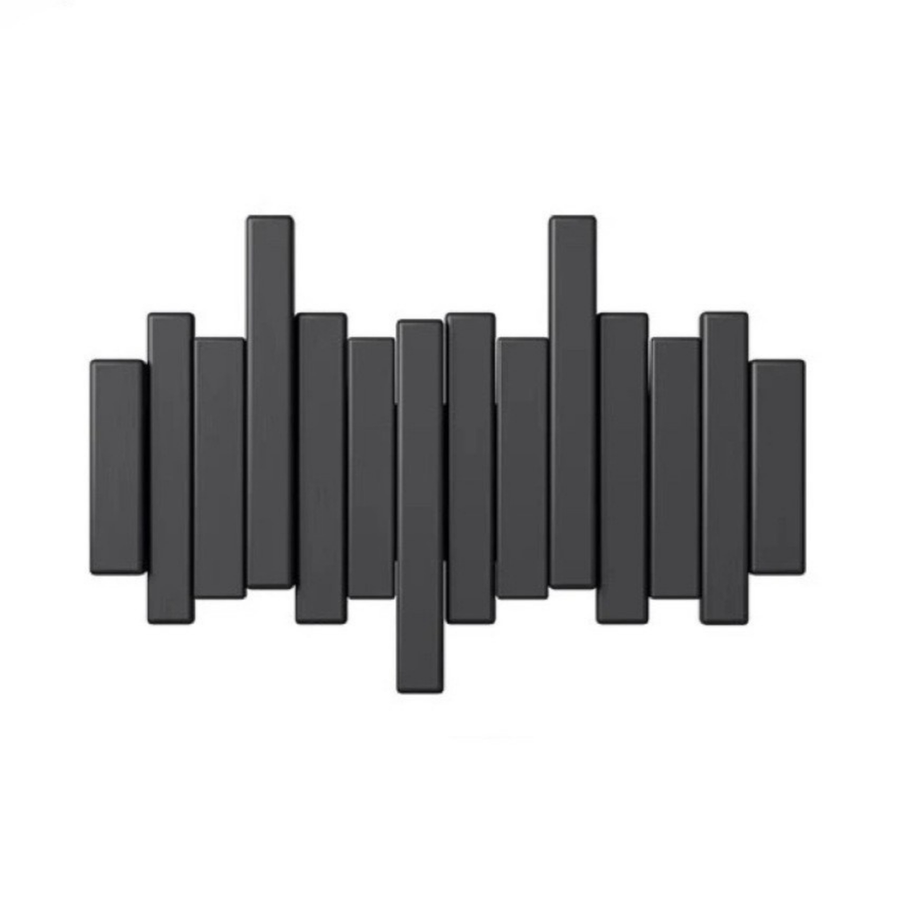 Midnight Rhythm Piano-Style Hook Wall Panel In Black
