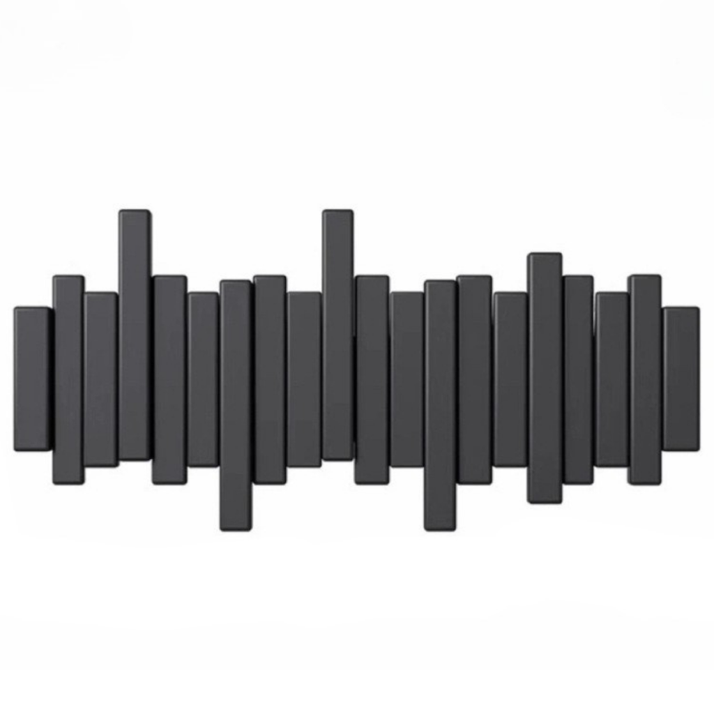 Midnight Rhythm Piano-Style Hook Wall Panel In Black