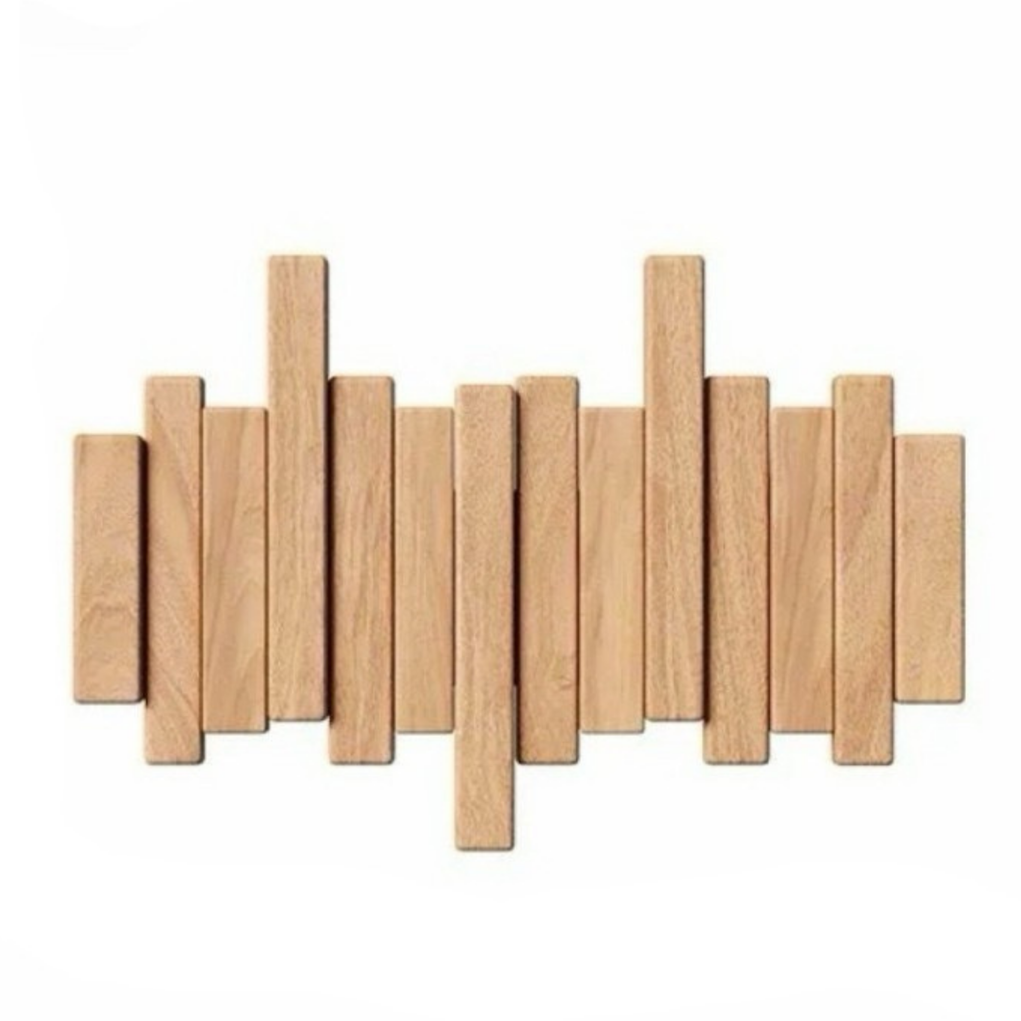 Nordic Rhythm Piano-Style Hook Wall Panel In Natural