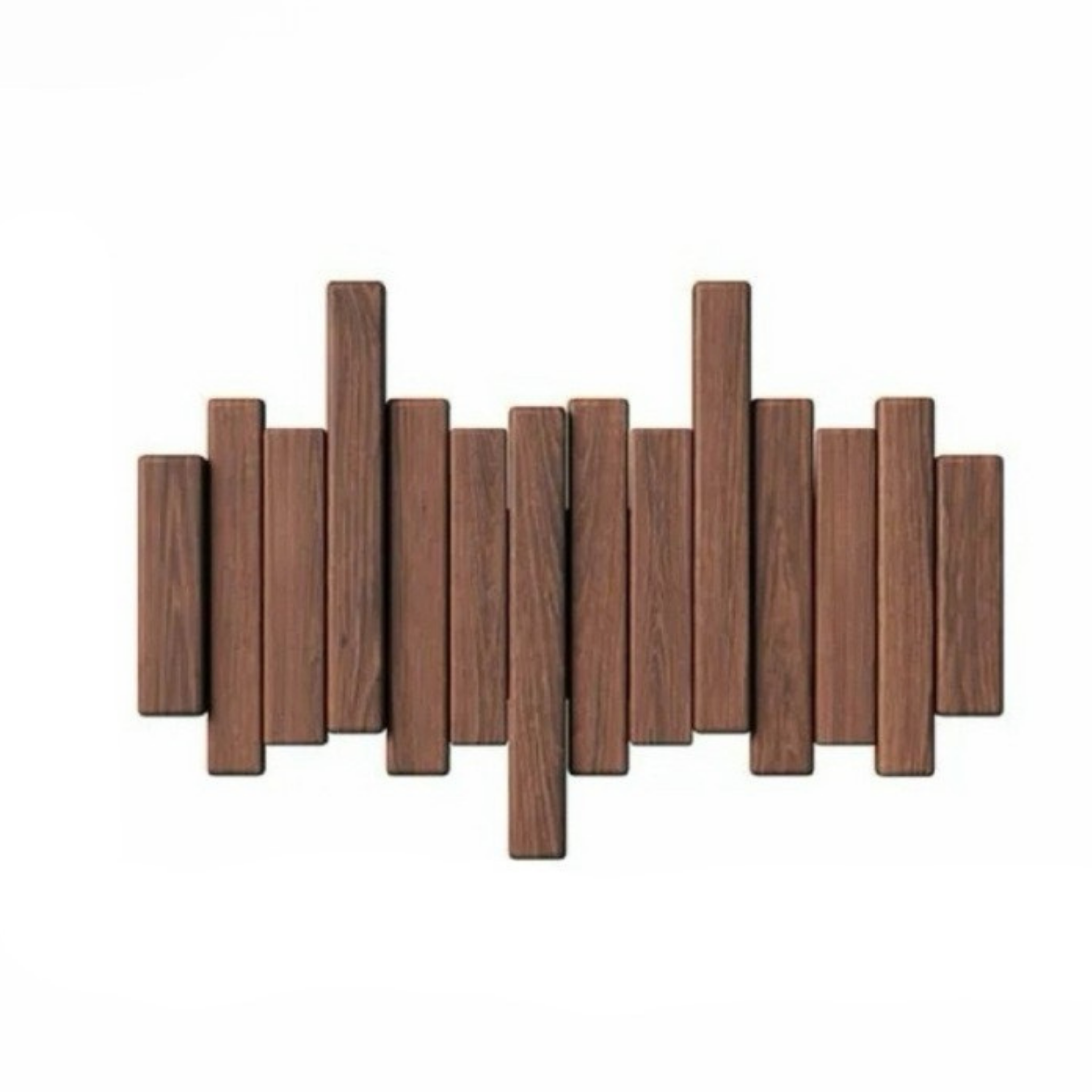 Wooden coat hook rail with retractable pegs, minimalist Nordic design for organised spaces