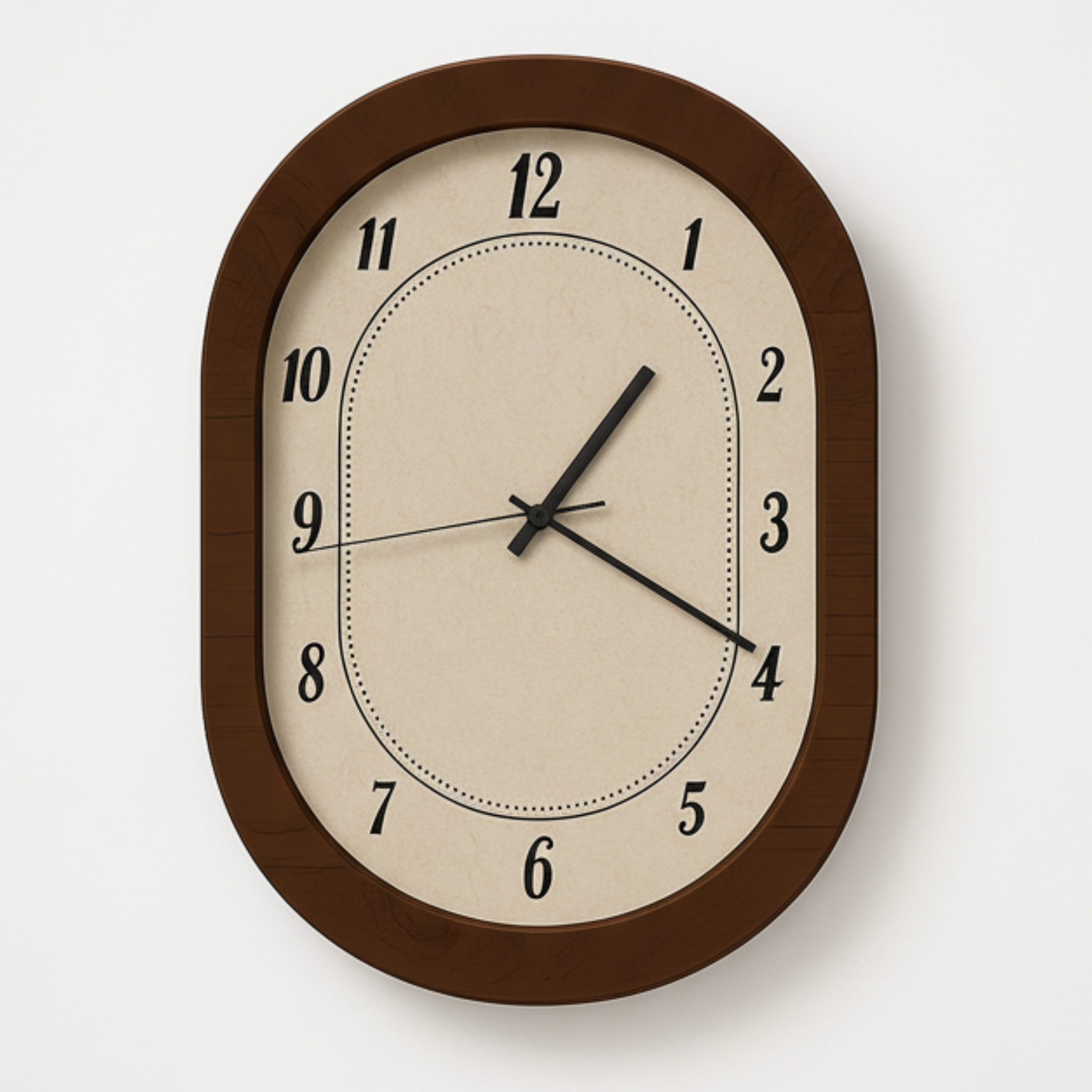 Wooden oval wall clock with cream dial, vintage-style design for elegant UK interiors