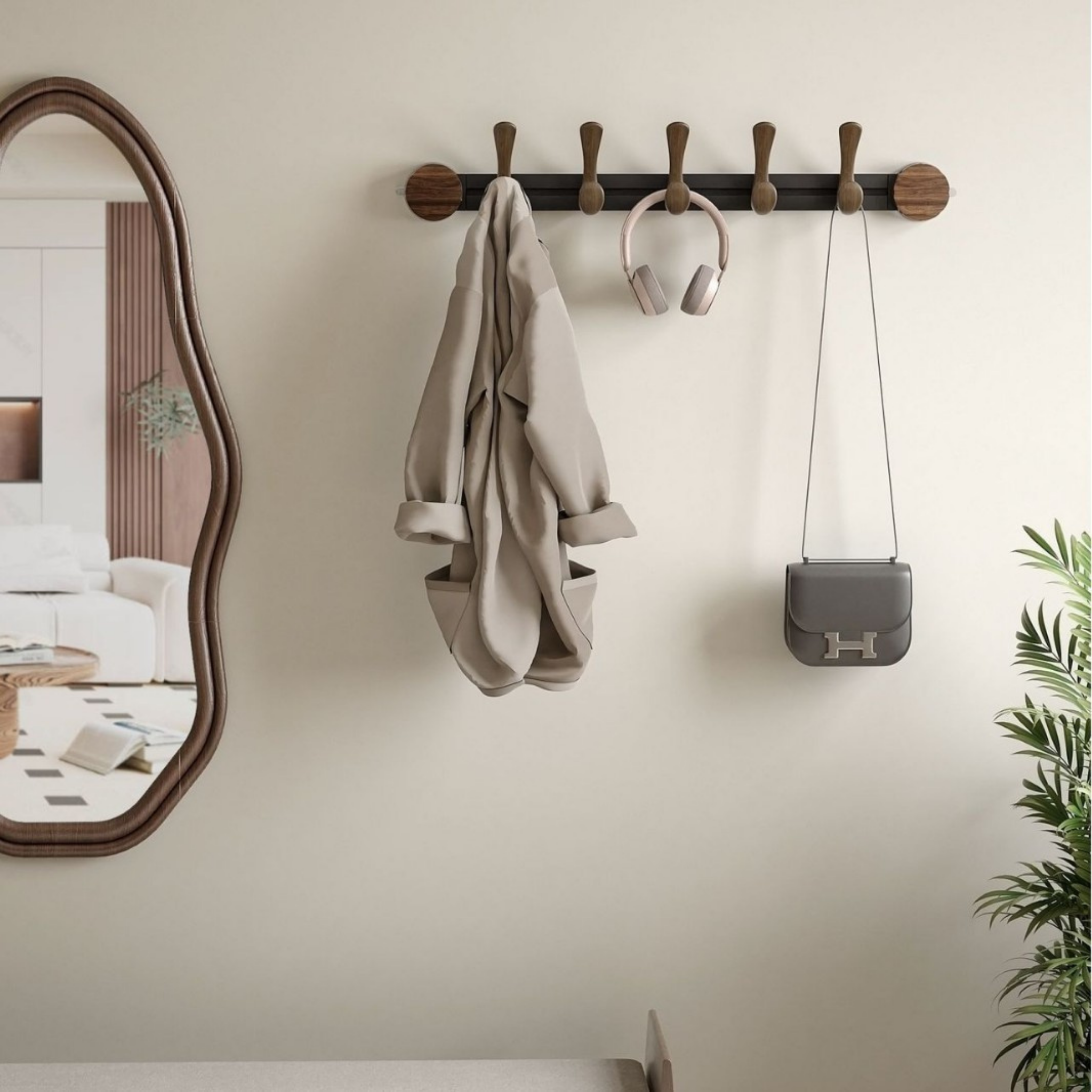 Aalto Curve Suction Hook Rack in Scandinavian-style interior — space-saving design for everyday essentials, KaShi Living