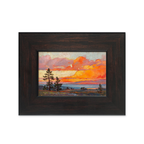 Amber Pines Framed Wall Art is a warm sunset landscape wall art piece for UK living rooms, bedrooms, hallways and cosy gallery walls.