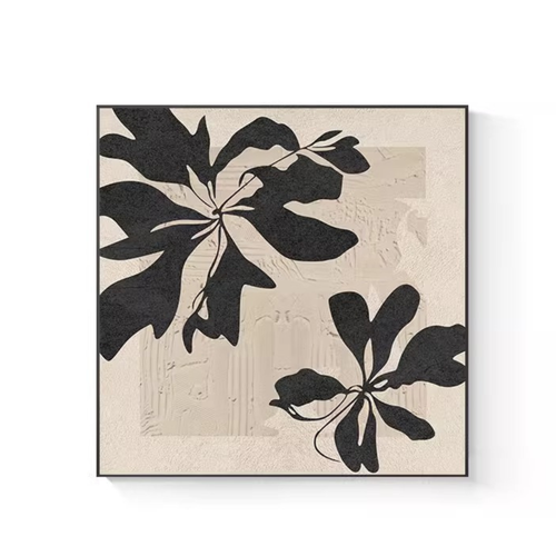 A black floral silhouette framed wall art piece for UK living rooms, bedrooms and modern neutral gallery walls.