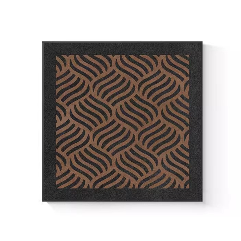 An abstract black and brown framed wall art piece for UK living rooms, offices, hallways and modern gallery walls.