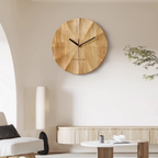 The Arden Wood Wall Clock is a warm, minimalist wall clock for UK living rooms, kitchens, bedrooms and hallways.