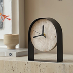Decorative table clock, mantel clock, shelf clock, desk clock, modern home décor clock, stone-effect clock.