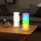 A colourful stacked glow lamp for bedrooms, desks and cosy living spaces, adding soft mood lighting to modern UK homes.