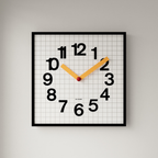 Gridline Play Square Wall Clock for Living Rooms, Bedrooms and Home Offices