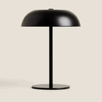 Matt black Marlow Dome Table Lamp with a wide curved shade and minimalist circular base – KaShi Living