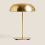Gold Marlow Dome Table Lamp with a rounded shade and slim stem on a neutral background – KaShi Living