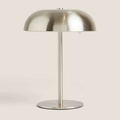 Brushed silver Marlow Dome Table Lamp with a curved metal shade and circular base – KaShi Living
