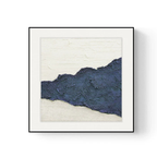 Navy and ivory abstract framed wall art with a sweeping ridge form, ideal for calm bedrooms, hallways and living rooms.