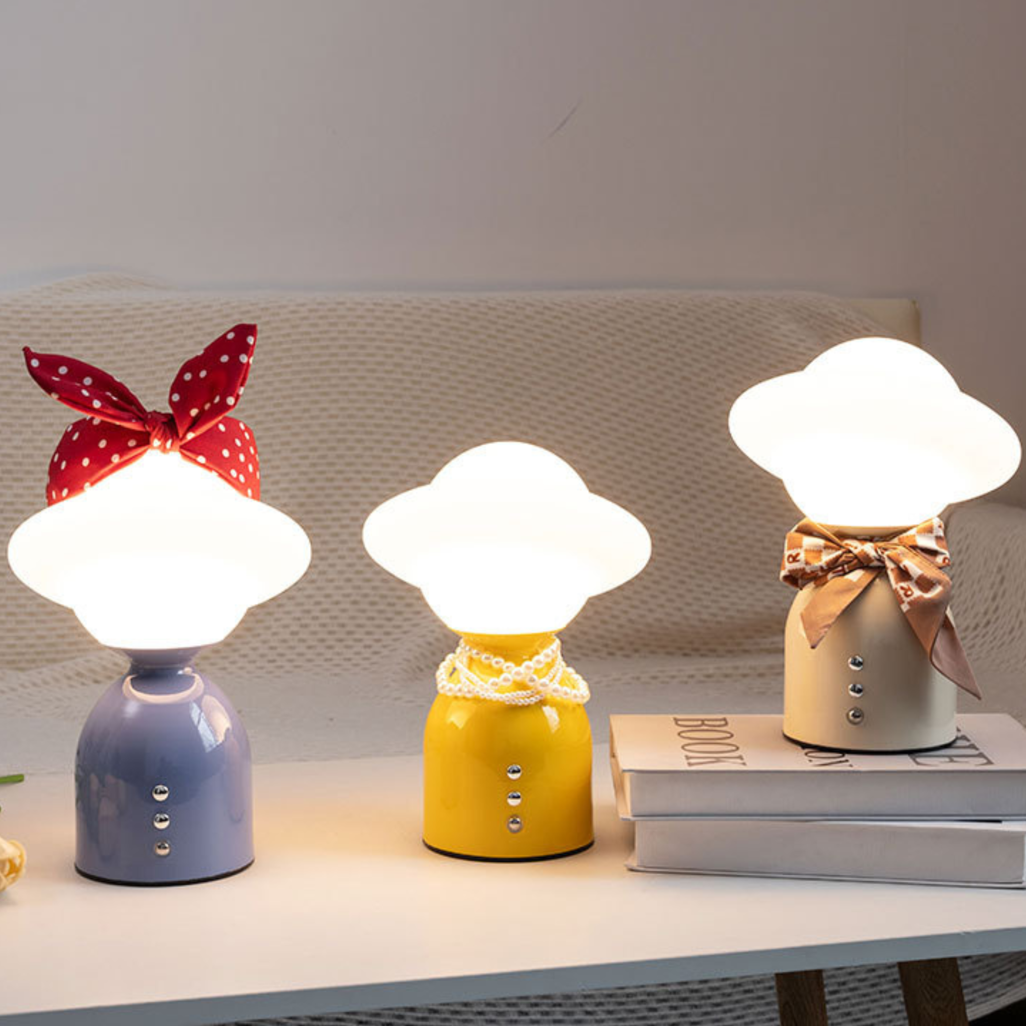 Soft cloud-style portable table lamp for bedrooms, bedside tables, desks and cosy living room corners.