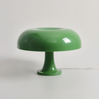 Meadow green Orla Halo Table Lamp with a glossy rounded shade and pedestal base – KaShi Living.