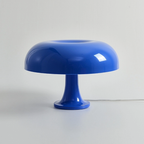 Cobalt blue Orla Halo Table Lamp with a glossy rounded shade and pedestal base – KaShi Living.