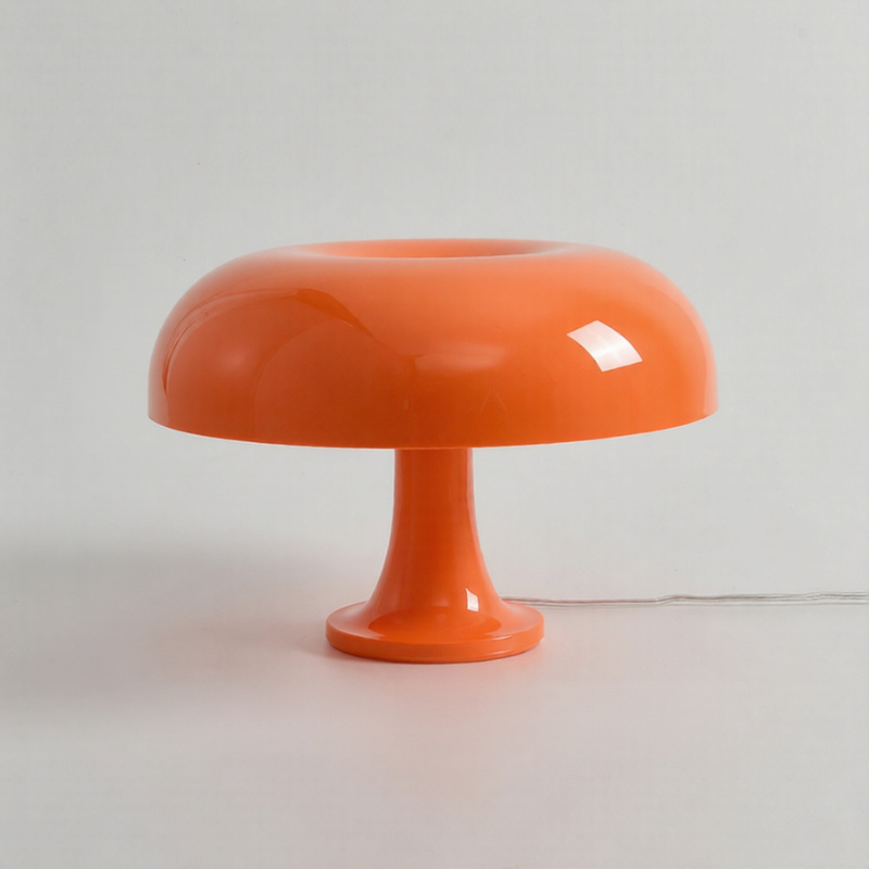 Orange Orla Halo Table Lamp with a glossy rounded shade and pedestal base – KaShi Living.