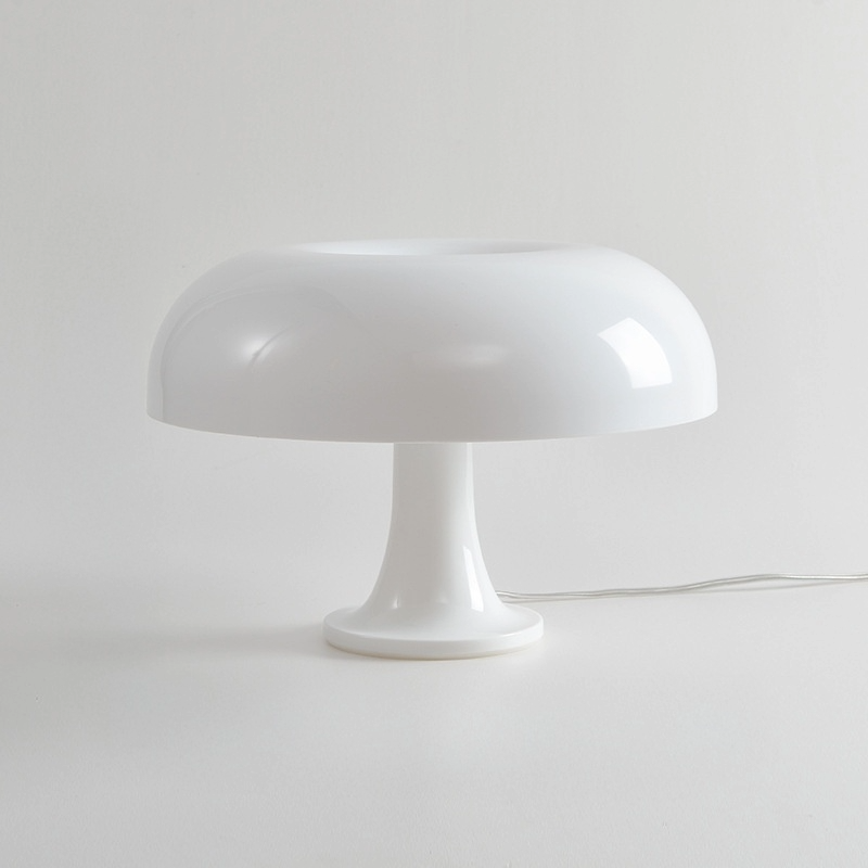 Soft white Orla Halo Table Lamp with a glossy rounded shade and pedestal base – KaShi Living.