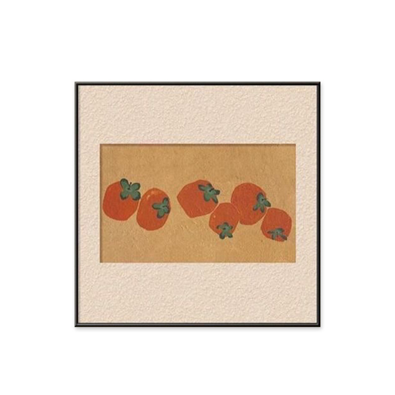 Playful persimmon framed wall art in warm orange and tan tones, ideal for kitchens, dining rooms and cheerful gallery walls.