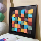 Prism Mosaic Wall Art is a colourful framed geometric wall decoration with raised blocks and a dark background for modern UK homes.