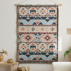 Vista Retro Textile Wall Art with geometric tribal-inspired pattern and fringe detail for modern boho wall décor