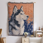 Vista Retro Textile Wall Art with husky dog portrait design and fringe detail for playful home wall décor