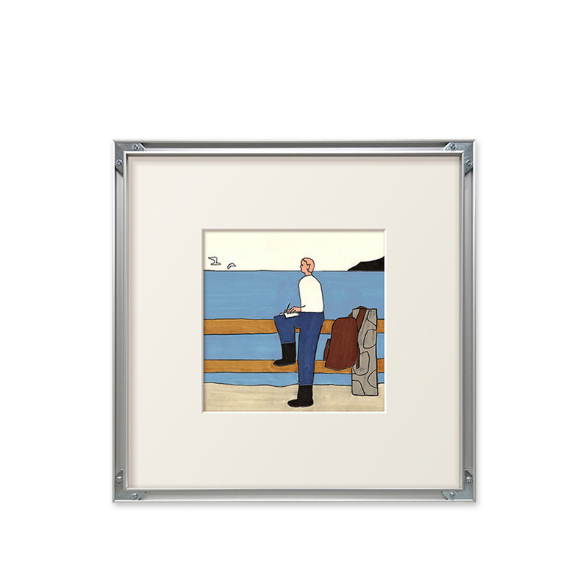 A coastal framed wall art print with a quiet harbour scene, ideal for UK living rooms, bedrooms, hallways and gallery walls.