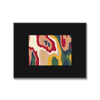 Sienna Flow abstract framed wall art with warm red, yellow, green and navy organic shapes for UK living room or bedroom decor.