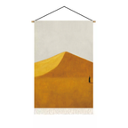 Golden dune abstract textile wall art with fringe detail for warm bedroom and living room decor by KaShi Living