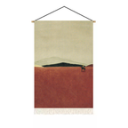 Abstract lighthouse textile wall art with red coast and deep blue sea for calm hallway or living room decor by KaShi Living