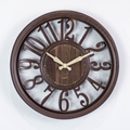 Windsor Wood Wall Clock by KaShi Living — elegant dark brown frame with raised numerals and natural wood centre, timeless home décor